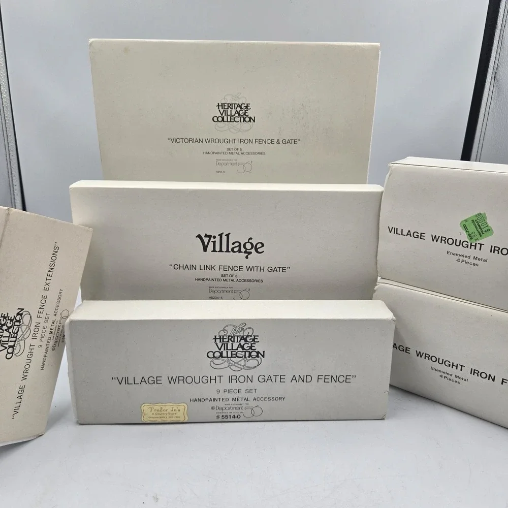 Vtg Dept 56 Mixed Lot Village Wrought Iron Gate and Fence & Estensions In Box
